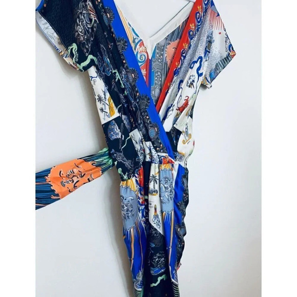 Carven - Pure Silk Multicolour Mythological Mini Dress - Picture 7 of 9